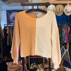 Roxy Two-Tone NWT Rib Knit Sweater - Tan & Cream
